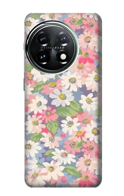 W3688 Floral Flower Art Pattern Hard Case and Leather Flip Case For OnePlus 11