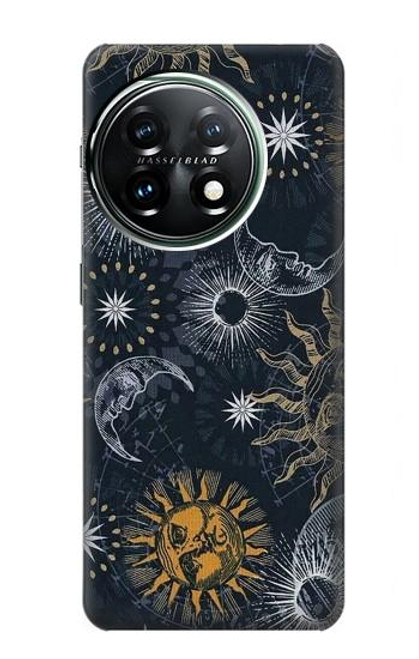 W3702 Moon and Sun Hard Case and Leather Flip Case For OnePlus 11