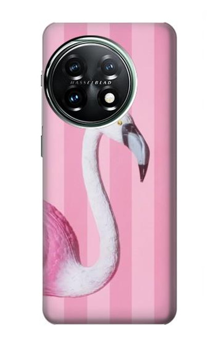 W3805 Flamingo Pink Pastel Hard Case and Leather Flip Case For OnePlus 11
