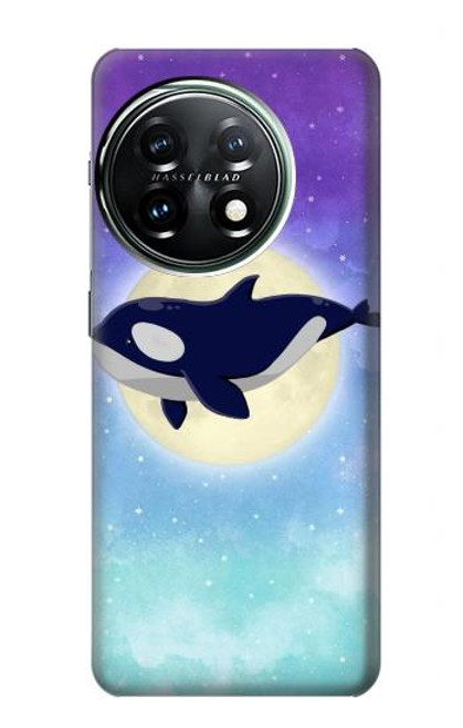 W3807 Killer Whale Orca Moon Pastel Fantasy Hard Case and Leather Flip Case For OnePlus 11