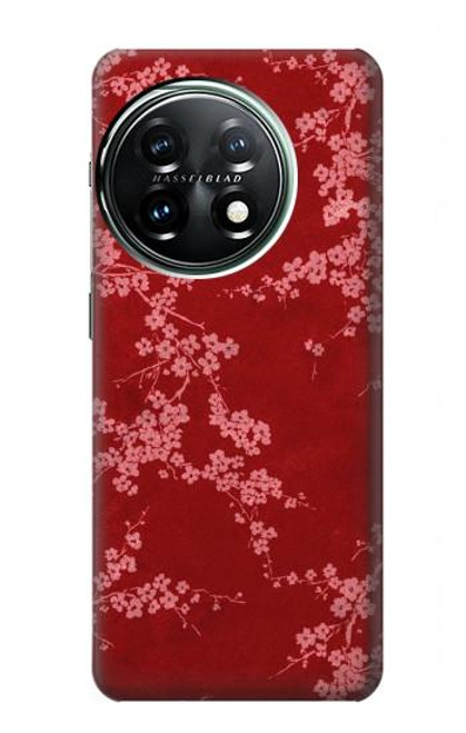 W3817 Red Floral Cherry blossom Pattern Hard Case and Leather Flip Case For OnePlus 11