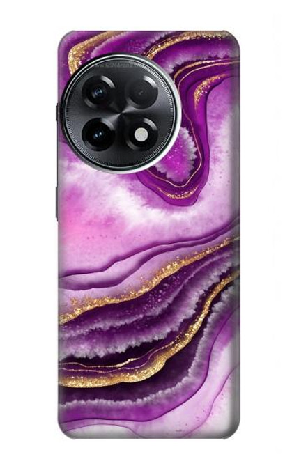 W3896 Purple Marble Gold Streaks Hard Case and Leather Flip Case For OnePlus 11R