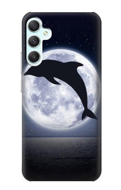 W3510 Dolphin Moon Night Hard Case and Leather Flip Case For Samsung Galaxy A34 5G