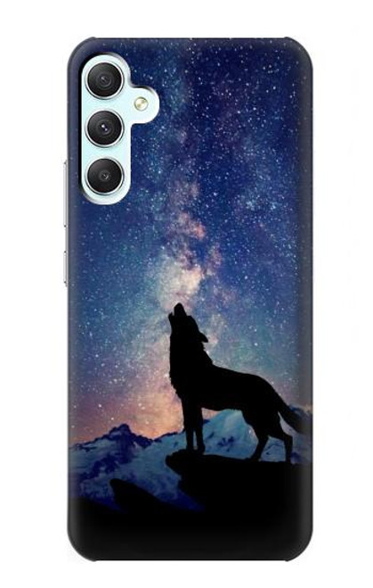 W3555 Wolf Howling Million Star Hard Case and Leather Flip Case For Samsung Galaxy A34 5G