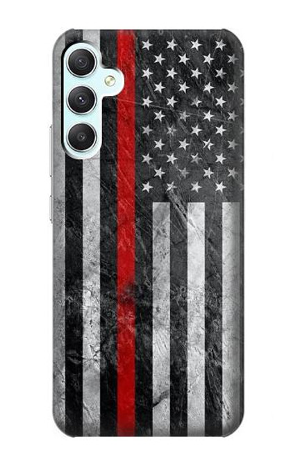 W3687 Firefighter Thin Red Line American Flag Hard Case and Leather Flip Case For Samsung Galaxy A34 5G