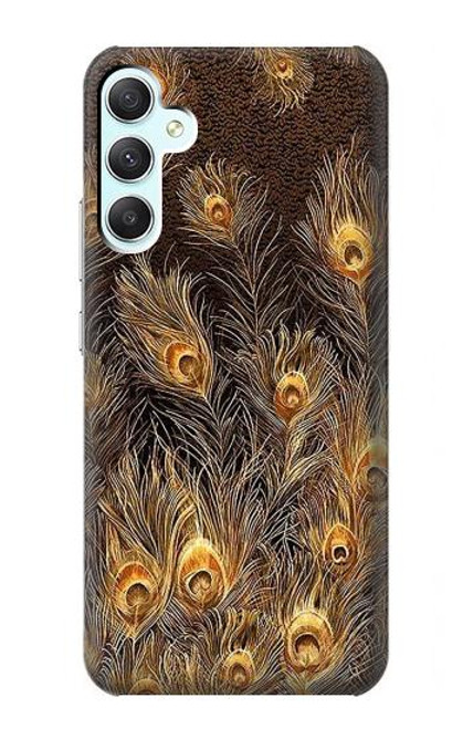 W3691 Gold Peacock Feather Hard Case and Leather Flip Case For Samsung Galaxy A34 5G