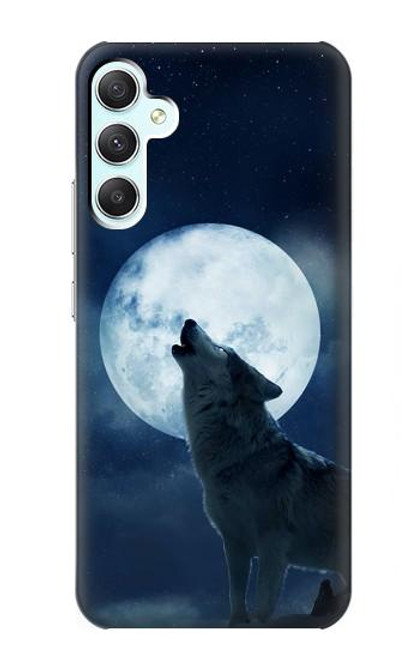 W3693 Grim White Wolf Full Moon Hard Case and Leather Flip Case For Samsung Galaxy A34 5G