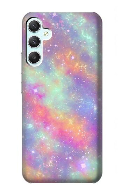 W3706 Pastel Rainbow Galaxy Pink Sky Hard Case and Leather Flip Case For Samsung Galaxy A34 5G