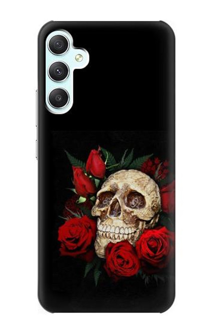 W3753 Dark Gothic Goth Skull Roses Hard Case and Leather Flip Case For Samsung Galaxy A34 5G