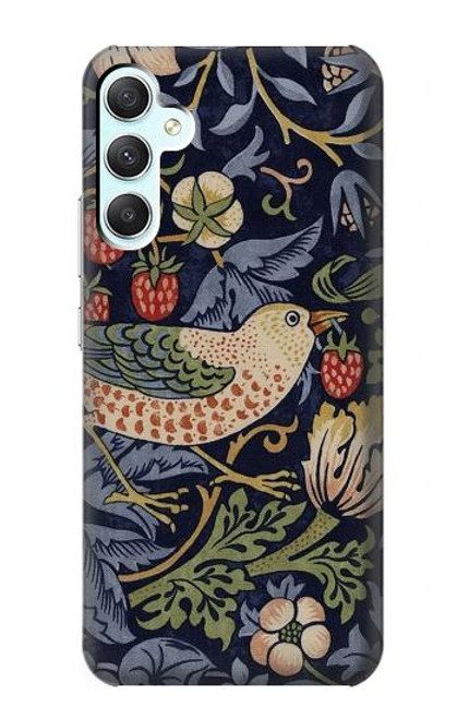 W3791 William Morris Strawberry Thief Fabric Hard Case and Leather Flip Case For Samsung Galaxy A34 5G