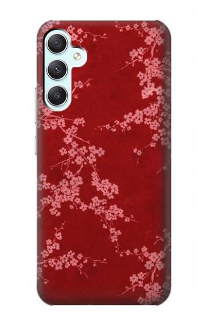 W3817 Red Floral Cherry blossom Pattern Hard Case and Leather Flip Case For Samsung Galaxy A34 5G