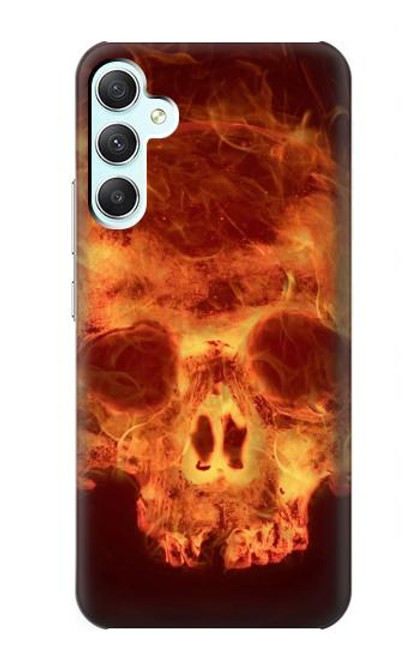 W3881 Fire Skull Hard Case and Leather Flip Case For Samsung Galaxy A34 5G