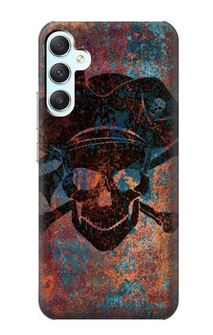 W3895 Pirate Skull Metal Hard Case and Leather Flip Case For Samsung Galaxy A34 5G