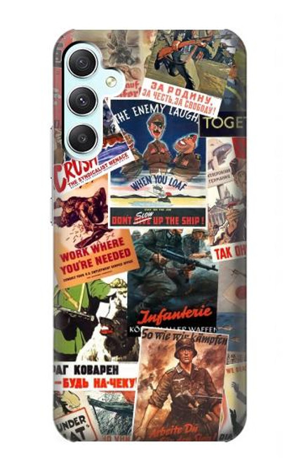 W3905 Vintage Army Poster Hard Case and Leather Flip Case For Samsung Galaxy A34 5G