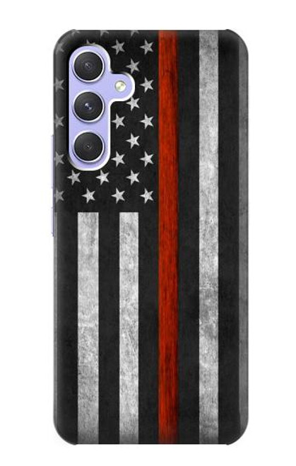 W3472 Firefighter Thin Red Line Flag Hard Case and Leather Flip Case For Samsung Galaxy A54 5G