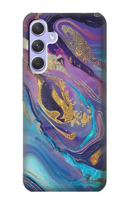 W3676 Colorful Abstract Marble Stone Hard Case and Leather Flip Case For Samsung Galaxy A54 5G