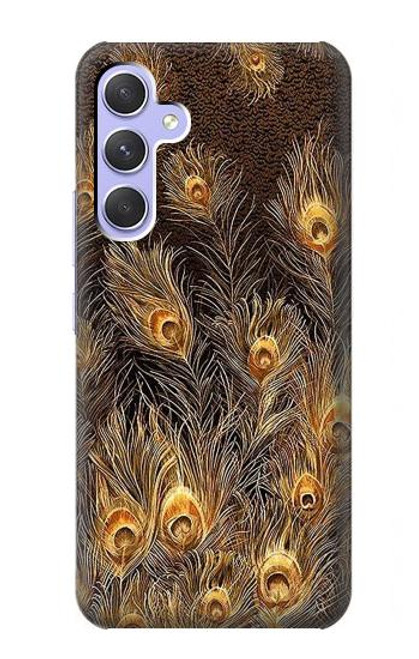 W3691 Gold Peacock Feather Hard Case and Leather Flip Case For Samsung Galaxy A54 5G