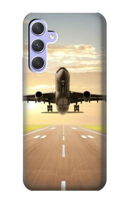 W3837 Airplane Take off Sunrise Hard Case and Leather Flip Case For Samsung Galaxy A54 5G