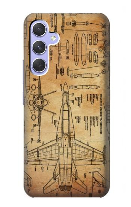 W3868 Aircraft Blueprint Old Paper Hard Case and Leather Flip Case For Samsung Galaxy A54 5G