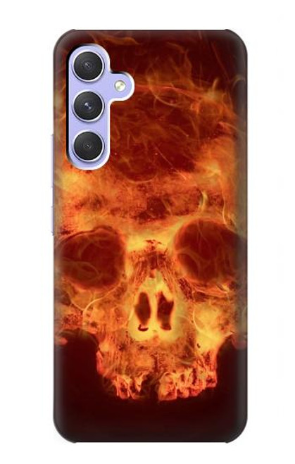 W3881 Fire Skull Hard Case and Leather Flip Case For Samsung Galaxy A54 5G