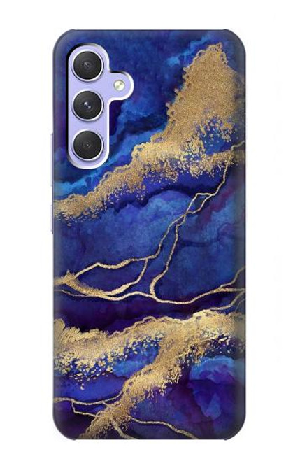 W3906 Navy Blue Purple Marble Hard Case and Leather Flip Case For Samsung Galaxy A54 5G
