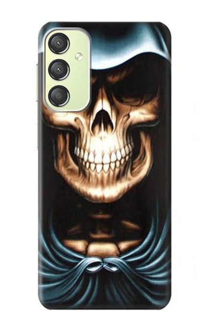 W0225 Skull Grim Reaper Hard Case and Leather Flip Case For Samsung Galaxy A24 4G