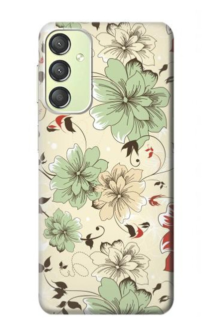 W2179 Flower Floral Vintage Art Pattern Hard Case and Leather Flip Case For Samsung Galaxy A24 4G