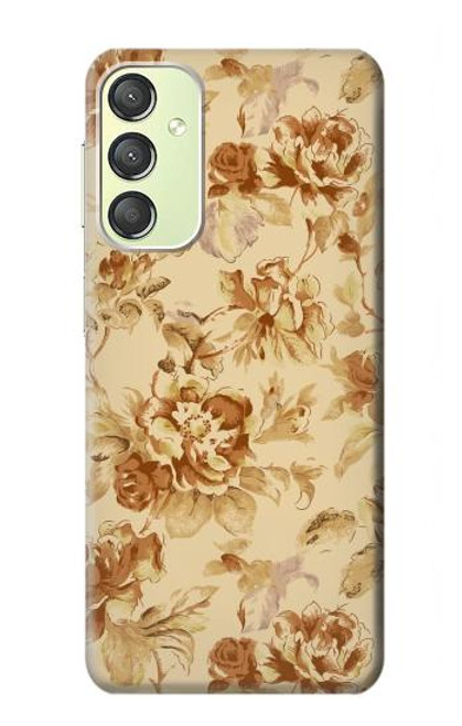 W2180 Flower Floral Vintage Pattern Hard Case and Leather Flip Case For Samsung Galaxy A24 4G