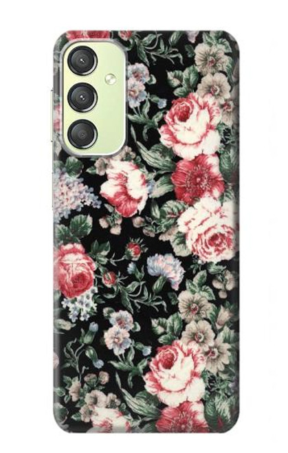 W2727 Vintage Rose Pattern Hard Case and Leather Flip Case For Samsung Galaxy A24 4G