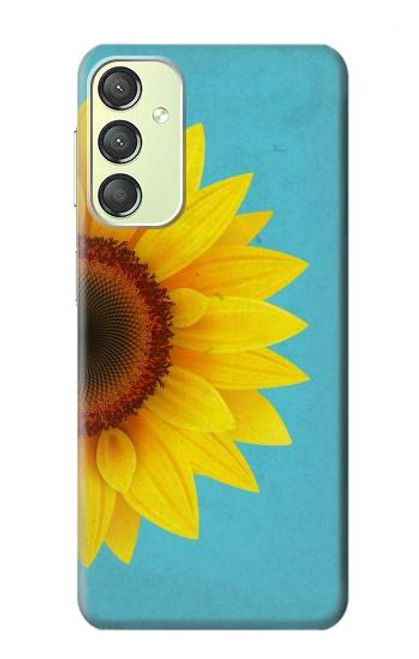 W3039 Vintage Sunflower Blue Hard Case and Leather Flip Case For Samsung Galaxy A24 4G