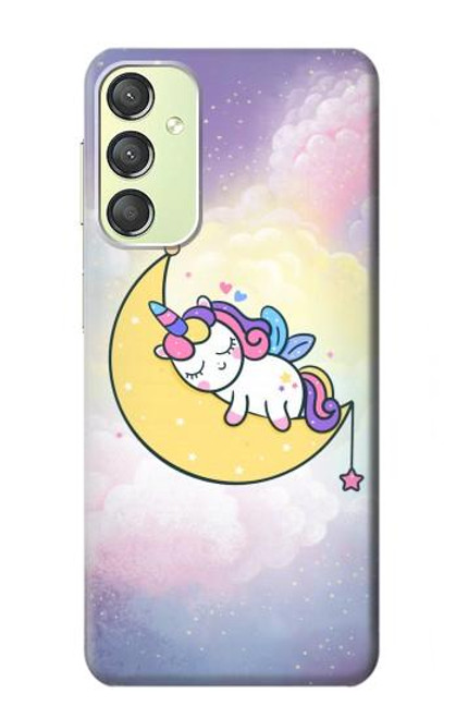 W3485 Cute Unicorn Sleep Hard Case and Leather Flip Case For Samsung Galaxy A24 4G