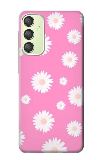 W3500 Pink Floral Pattern Hard Case and Leather Flip Case For Samsung Galaxy A24 4G