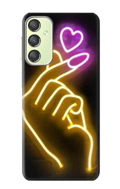 W3512 Cute Mini Heart Neon Graphic Hard Case and Leather Flip Case For Samsung Galaxy A24 4G