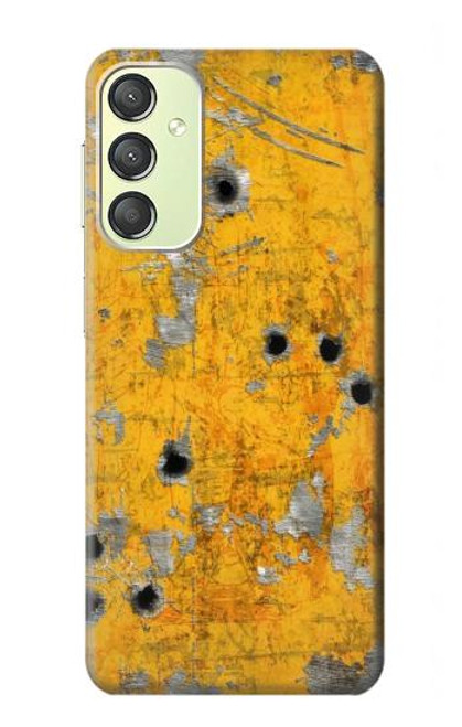 W3528 Bullet Rusting Yellow Metal Hard Case and Leather Flip Case For Samsung Galaxy A24 4G