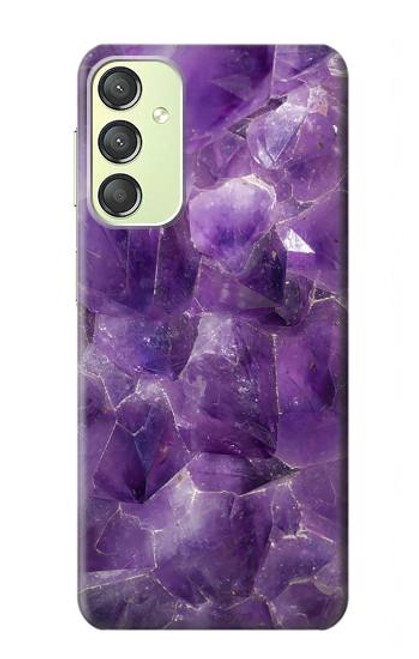 W3713 Purple Quartz Amethyst Graphic Printed Hard Case and Leather Flip Case For Samsung Galaxy A24 4G