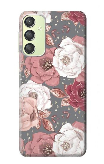 W3716 Rose Floral Pattern Hard Case and Leather Flip Case For Samsung Galaxy A24 4G