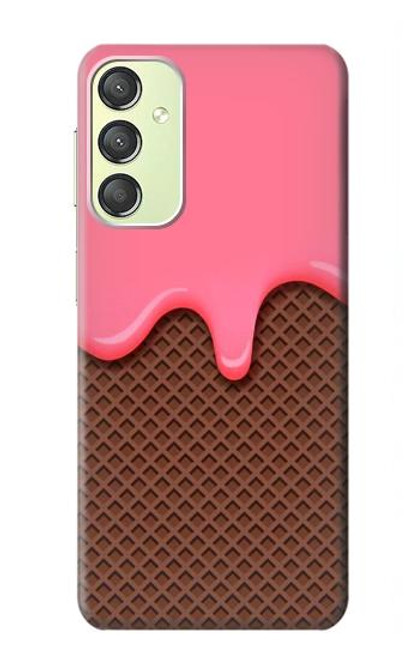 W3754 Strawberry Ice Cream Cone Hard Case and Leather Flip Case For Samsung Galaxy A24 4G