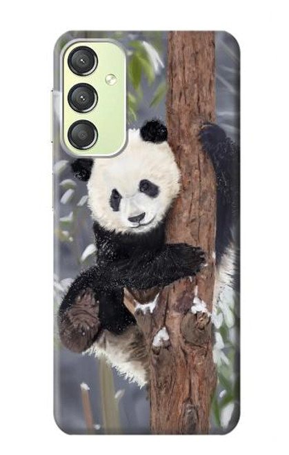W3793 Cute Baby Panda Snow Painting Hard Case and Leather Flip Case For Samsung Galaxy A24 4G