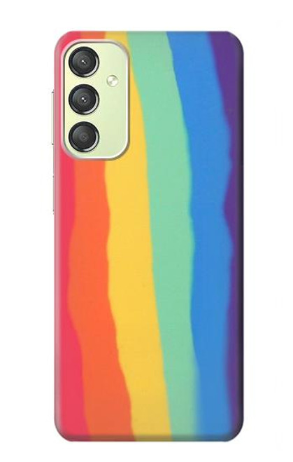 W3799 Cute Vertical Watercolor Rainbow Hard Case and Leather Flip Case For Samsung Galaxy A24 4G