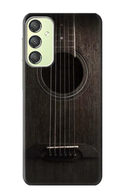 W3834 Old Woods Black Guitar Hard Case and Leather Flip Case For Samsung Galaxy A24 4G