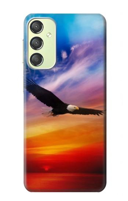 W3841 Bald Eagle Flying Colorful Sky Hard Case and Leather Flip Case For Samsung Galaxy A24 4G
