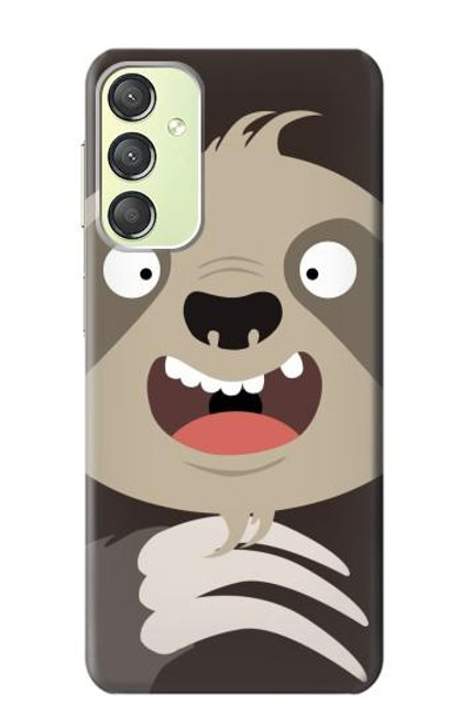 W3855 Sloth Face Cartoon Hard Case and Leather Flip Case For Samsung Galaxy A24 4G