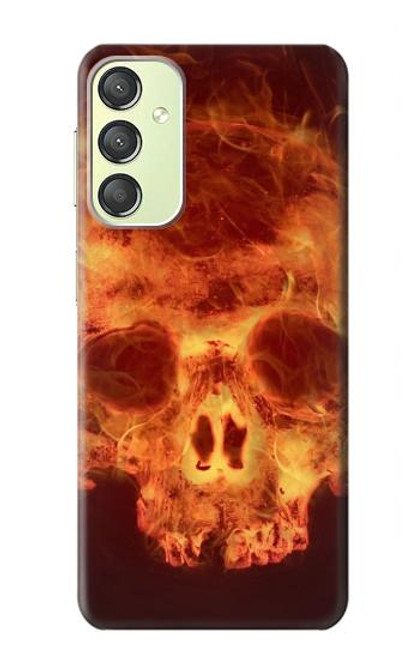 W3881 Fire Skull Hard Case and Leather Flip Case For Samsung Galaxy A24 4G