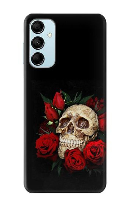 W3753 Dark Gothic Goth Skull Roses Hard Case and Leather Flip Case For Samsung Galaxy M14