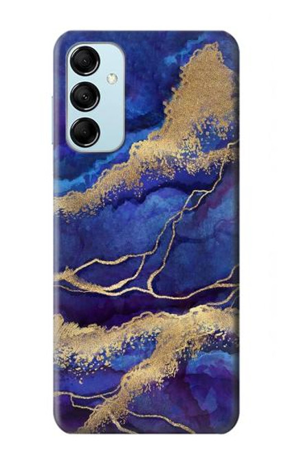 W3906 Navy Blue Purple Marble Hard Case and Leather Flip Case For Samsung Galaxy M14