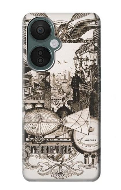 W1681 Steampunk Drawing Hard Case and Leather Flip Case For OnePlus Nord CE 3 Lite, Nord N30 5G