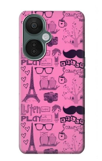 W2885 Paris Pink Hard Case and Leather Flip Case For OnePlus Nord CE 3 Lite, Nord N30 5G