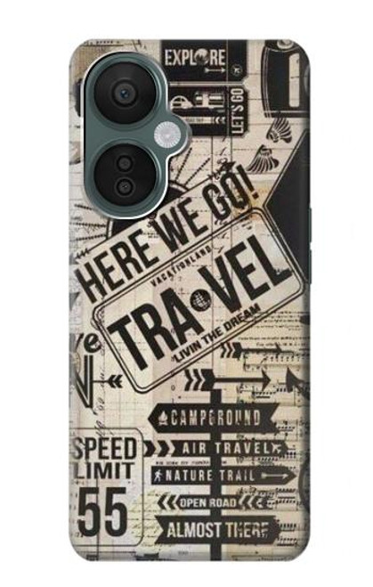 W3441 Vintage Travel Hard Case and Leather Flip Case For OnePlus Nord CE 3 Lite, Nord N30 5G