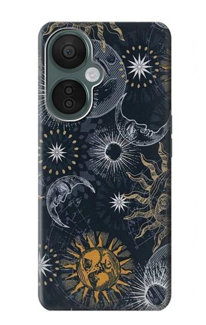 W3702 Moon and Sun Hard Case and Leather Flip Case For OnePlus Nord CE 3 Lite, Nord N30 5G