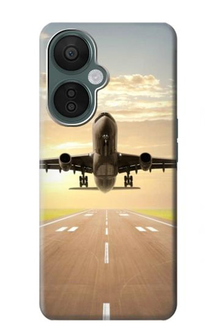 W3837 Airplane Take off Sunrise Hard Case and Leather Flip Case For OnePlus Nord CE 3 Lite, Nord N30 5G